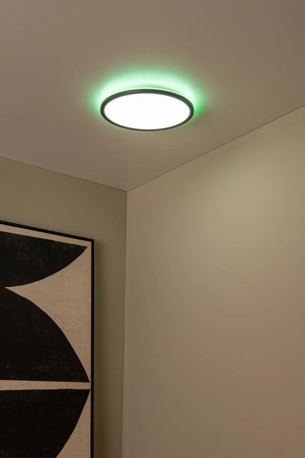 Lucide CASTOR - Deckenleuchte Innen/Außen - Ø 32 cm - LED Dim. - CCT - 1x20W 2700K/6500K - IP44 - Rgb - Opal - Atmosphäre 4
